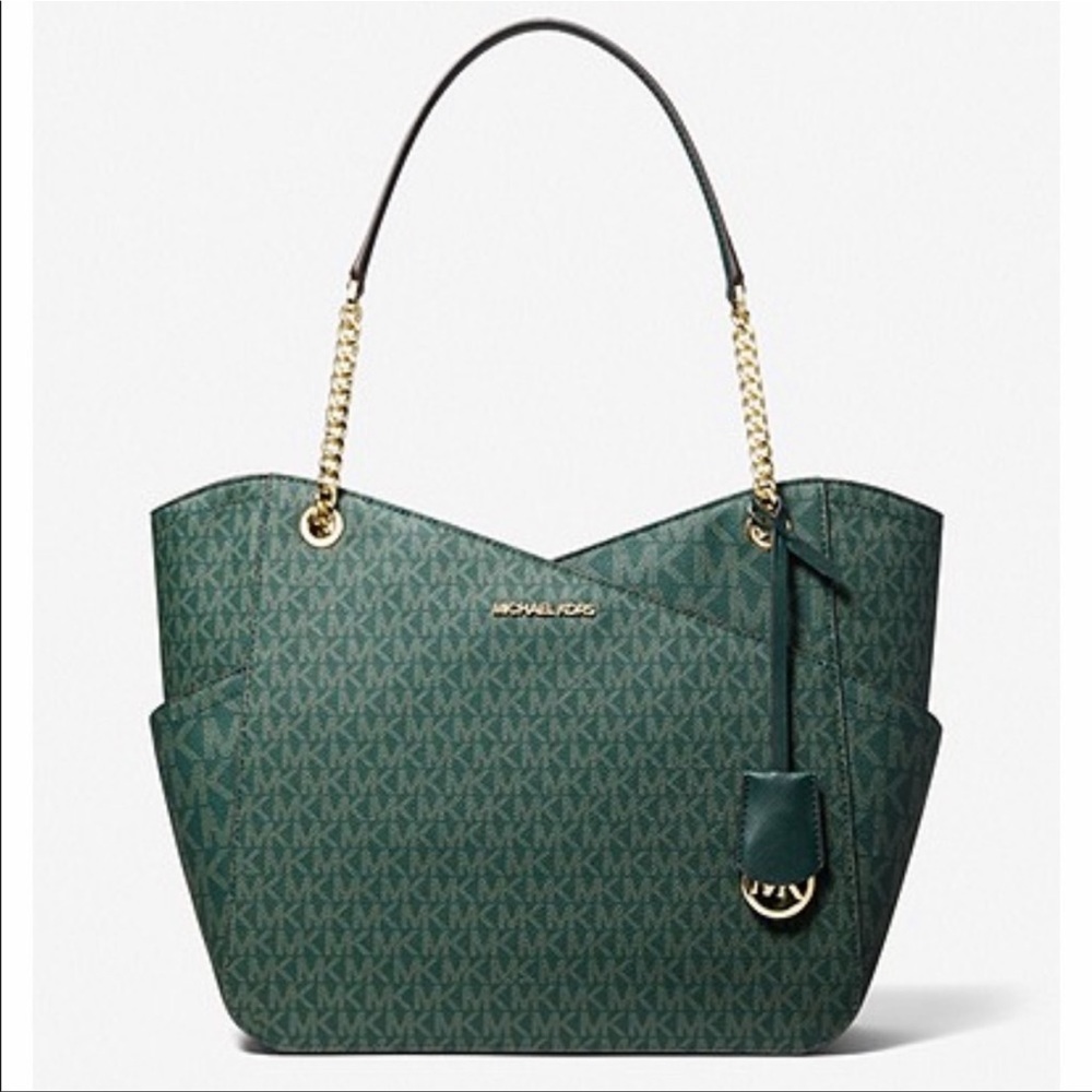 MICHAEL KORS LARGE X CHAIN SHOULDER TOTE & LG FLAT MULTIFUNCTIONAL PHONE CASE - Picture 7 of 16